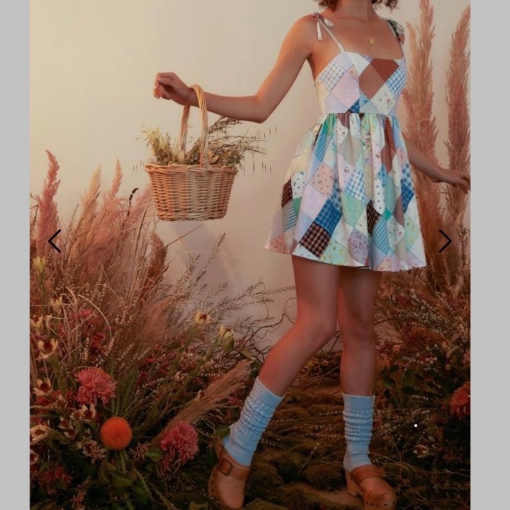 Dolls Kill Holly Hobbie Stitched With Love Patchwork Babydoll Mini Dress Medium - Picture 15 of 15